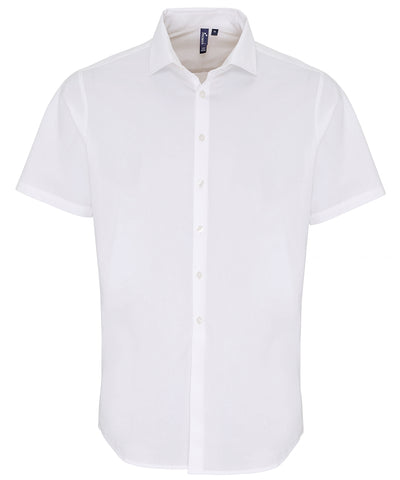 Camisa de manga corta de popeln de algodn con ajuste elstico | Blanco - Marfil