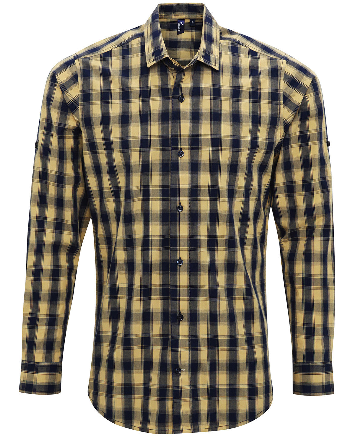 Camisa de manga larga de algodn a cuadros Mulligan | Camel/Marino