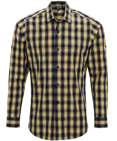 Camisa de manga larga de algodn a cuadros Mulligan | Camel/Marino