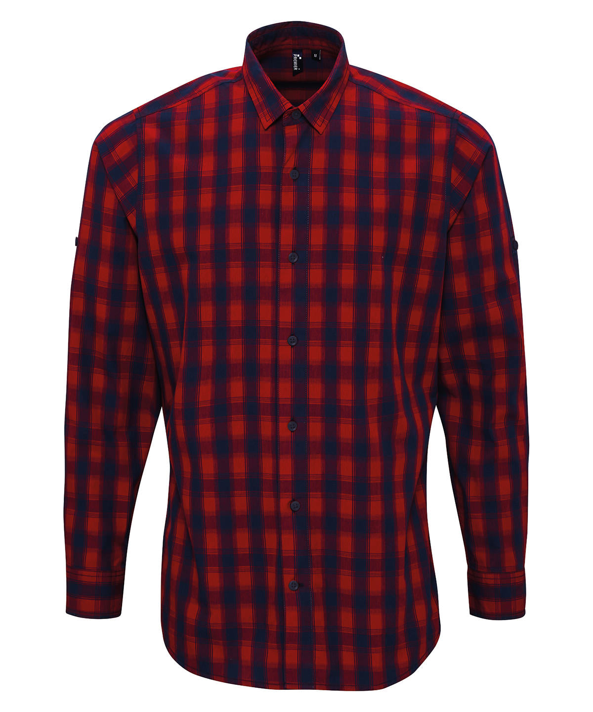 Camisa de manga larga de algodn a cuadros Mulligan | Rojo/Marino