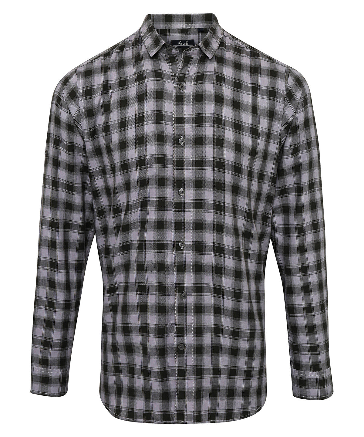 Camisa de manga larga de algodn a cuadros Mulligan | Acero/Negro