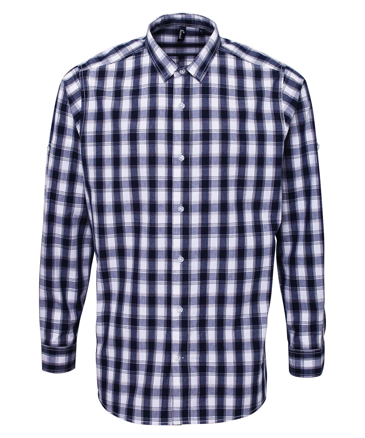 Camisa de manga larga de algodn a cuadros Mulligan | Blanco/Marino