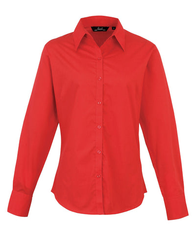 Blusa de manga larga de popeln para mujer | Rojo