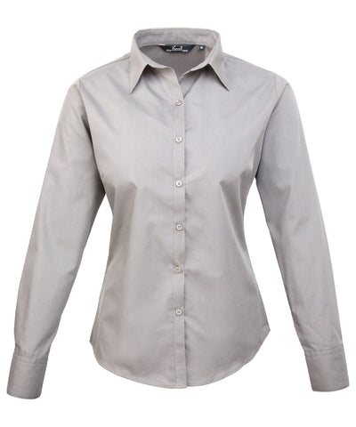 Blusa de manga larga de popeln para mujer | Plata