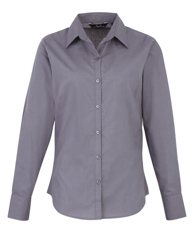 Blusa de manga larga de popeln para mujer | Acero