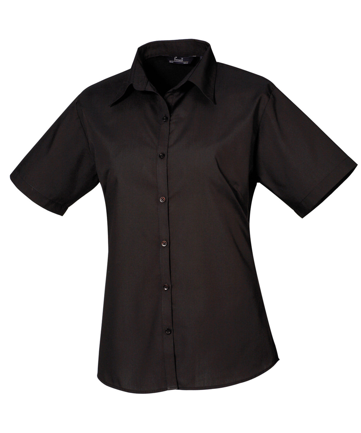 Blusa de popeln de manga corta para mujer | Negro