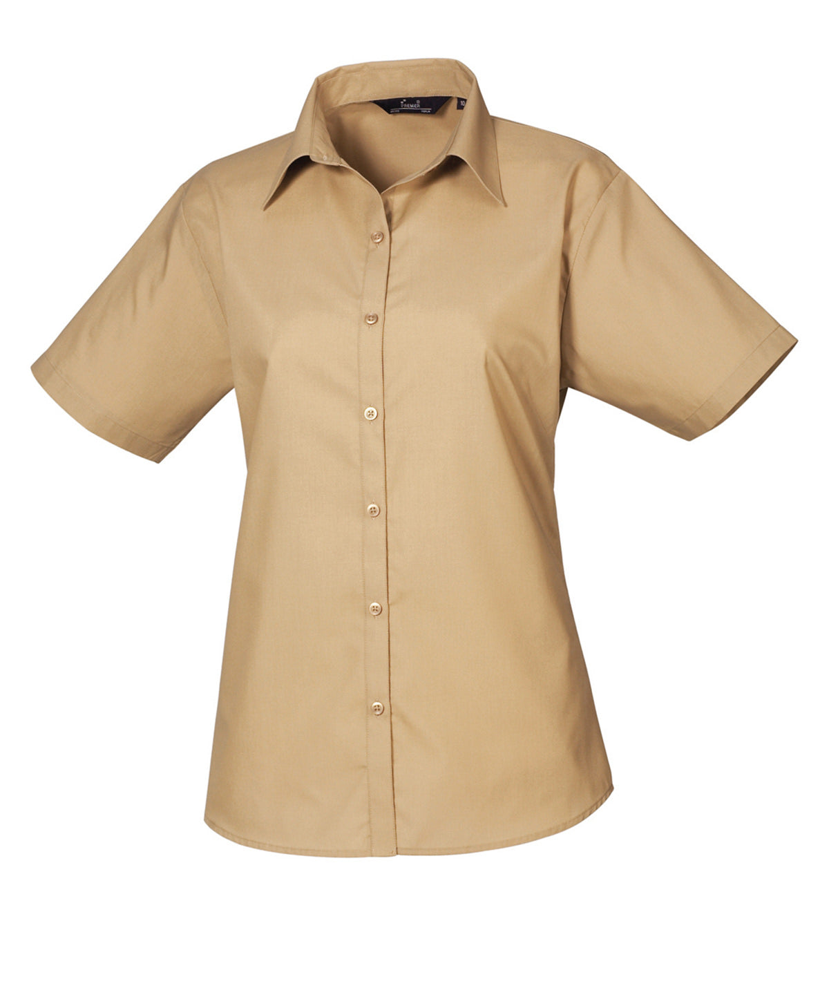 Blusa de popeln de manga corta para mujer | Caqui