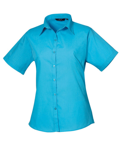 Blusa de popeln de manga corta para mujer | Turquesa