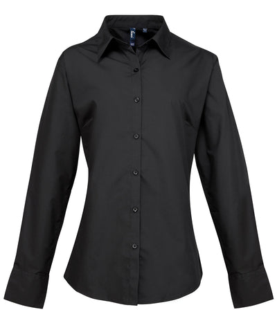 Camisa de mujer de manga larga de popeln Supreme | Negro