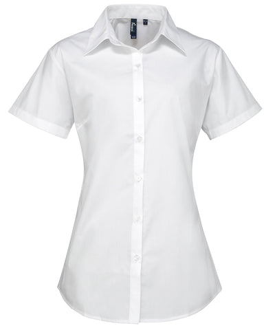 Camisa de manga corta de popeln supremo para mujer | Blanco