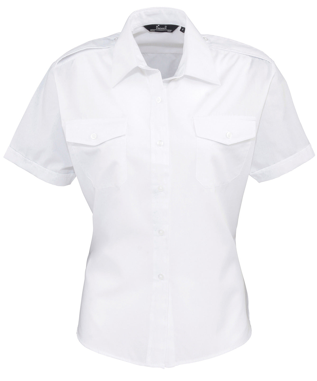 Blusa de piloto de manga corta para mujer | Blanco
