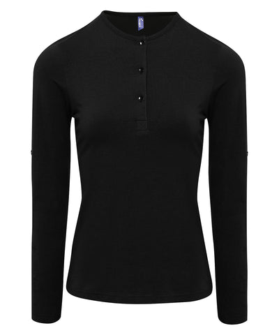 Camiseta de manga larga para mujer Coolplus® con mangas enrolladas | Negro