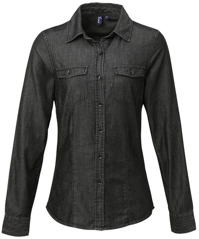 Camisa vaquera de mujer con costuras en denim | Denim Negro