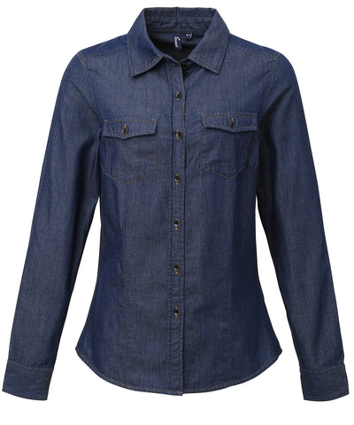Camisa vaquera de mujer con costuras en denim | Denim ndigo