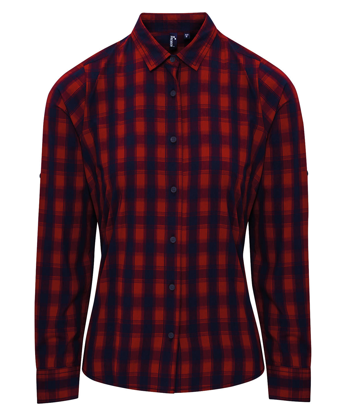 Camisa de manga larga de algodn a cuadros Mulligan para mujer | Rojo/Marino