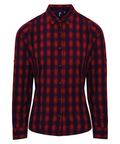 Camisa de manga larga de algodn a cuadros Mulligan para mujer | Rojo/Marino