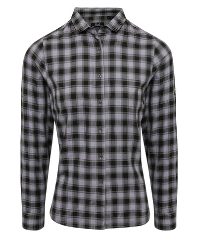Camisa de manga larga de algodn a cuadros Mulligan para mujer | Acero/Negro