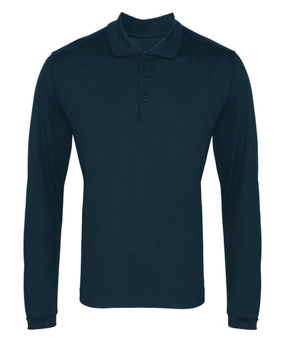 Polo piqu de manga larga Coolchecker® | Azul Marino