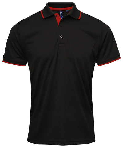 Polo Coolchecker® Contrast | Negro/Rojo