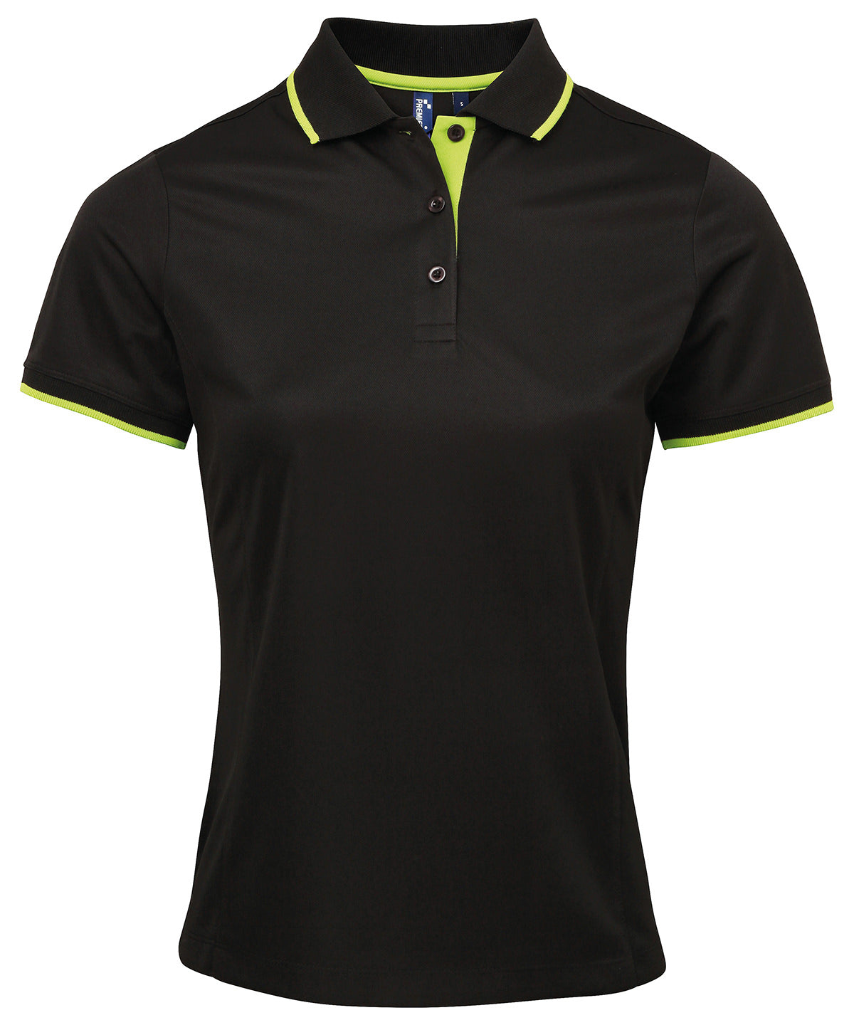 Polo Coolchecker® de contraste para mujer | Negro/Lima