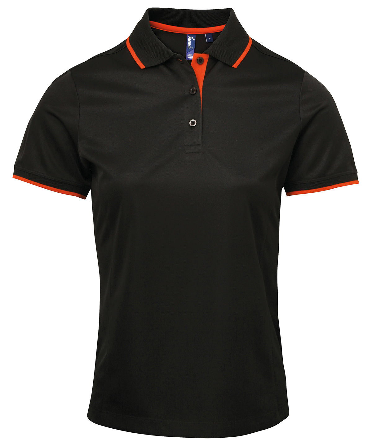 Polo Coolchecker® de contraste para mujer | Negro/Naranja