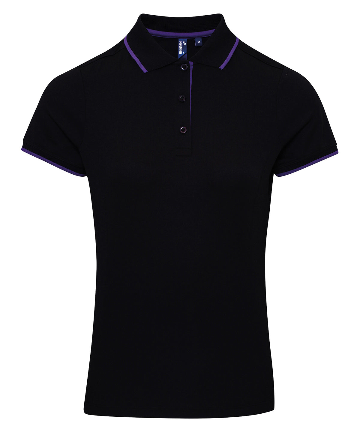 Polo Coolchecker® de contraste para mujer | Negro/Morado