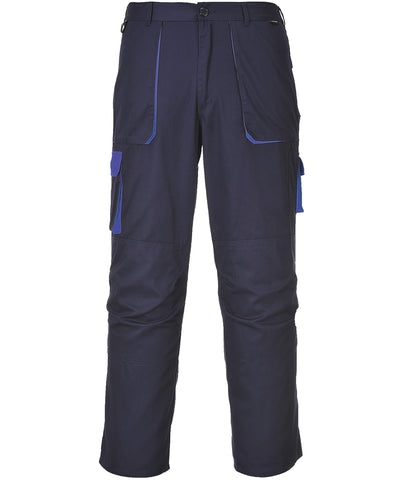 Pantalones de contraste Portwest Texo (TX11) | Azul Marino/Azul Real