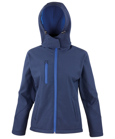 Chaqueta softshell con capucha y rendimiento Core TX para mujer | Azul Marino/Azul Real