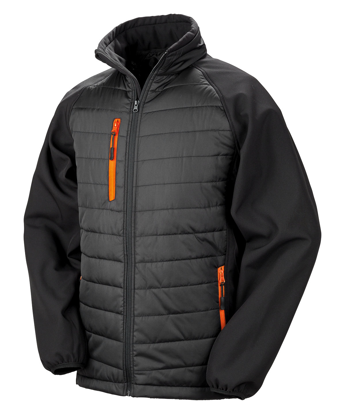 Chaqueta acolchada softshell Compass | Negro/Naranja
