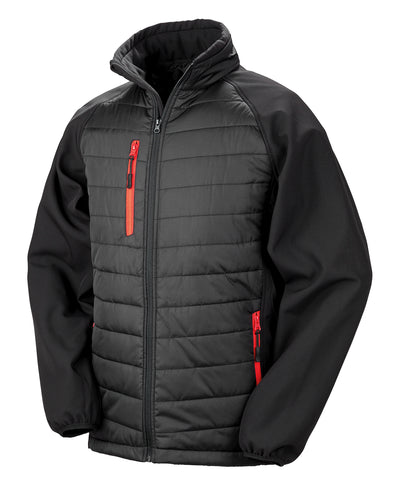 Chaqueta acolchada softshell Compass | Negro/Rojo