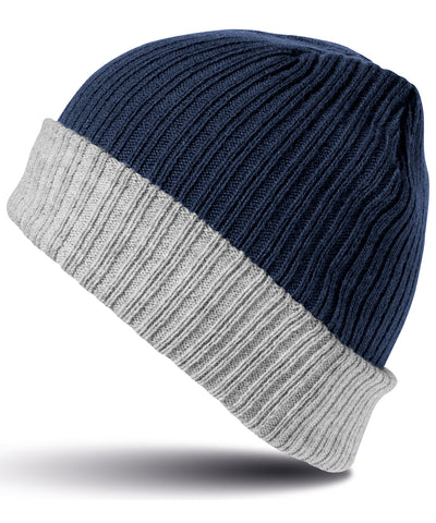 Gorro de punto de doble capa | Azul Marino/Gris