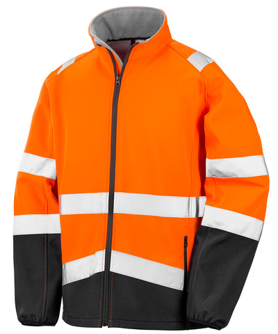 Chaqueta softshell de seguridad imprimible | Naranja Fluorescente/Negro