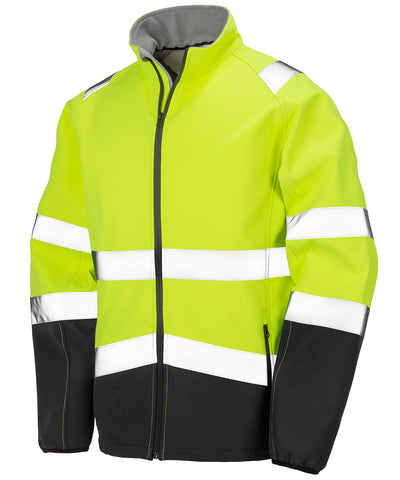 Chaqueta softshell de seguridad imprimible | Amarillo Fluorescente/Negro