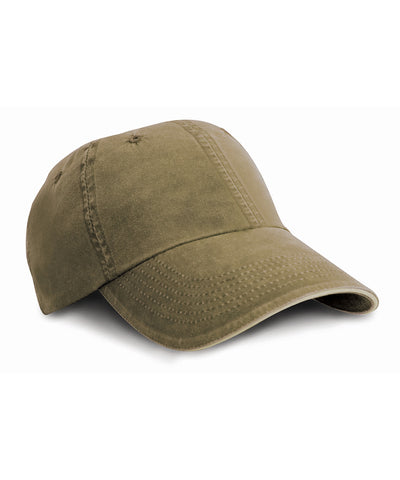 Gorra de algodn de lnea fina lavada con visera de contraste | Oliva/Piedra