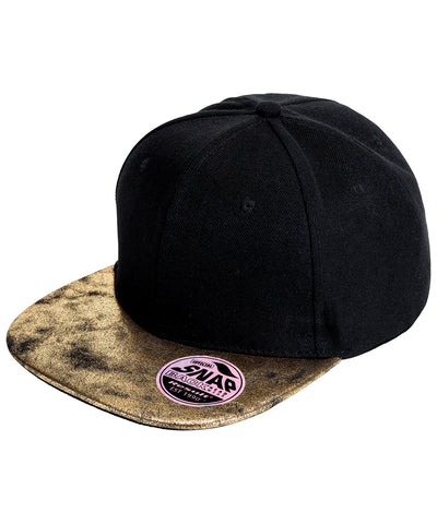Gorra plana Bronx con purpurina y cierre snapback | Negro/Oro