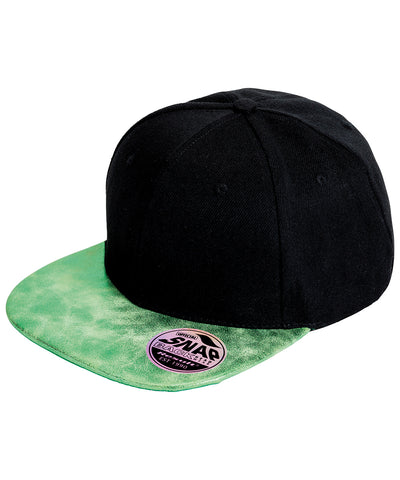 Gorra plana Bronx con purpurina y cierre snapback | Negro/Verde