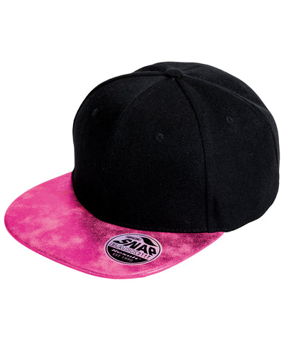 Gorra plana Bronx con purpurina y cierre snapback | Negro/Rosa