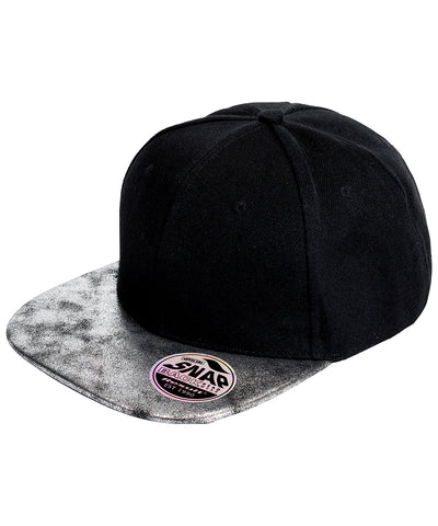 Gorra plana Bronx con purpurina y cierre snapback | Negro/Plata