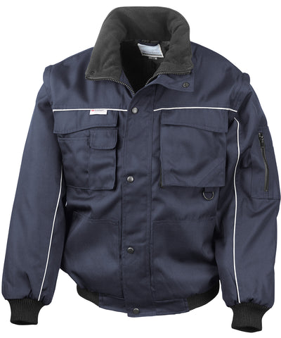 Chaqueta de piloto resistente con manga desmontable y cremallera Work-Guard | Azul Marino/Azul Marino