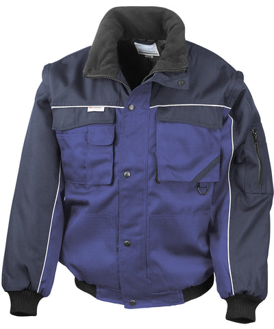 Chaqueta de piloto resistente con manga desmontable y cremallera Work-Guard | Azul Real/Marino
