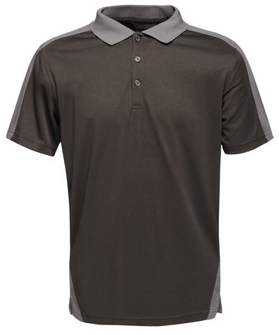 Polo de secado rpido con contraste | Negro/Gris Oscuro