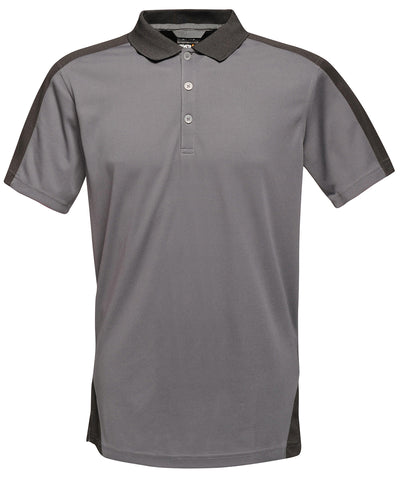Polo de secado rpido con contraste | Negro/Azul Marino