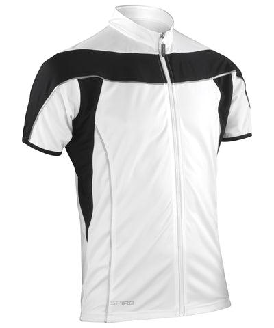 Camiseta de manga larga Spiro bikewear con cremallera completa | Blanco/Negro