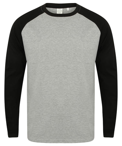 Camiseta de bisbol de manga larga | Gris Jaspeado/Negro