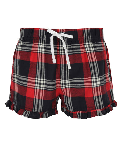 Pantalones cortos de cuadros con volantes para mujer | Cuadros Rojos/Marino