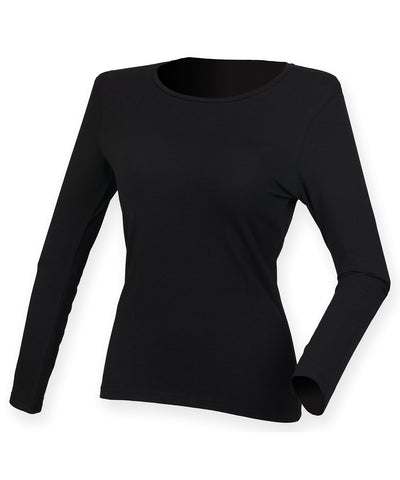 Camiseta de manga larga elstica para mujer feel good | Negra Profunda