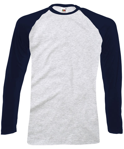 Camiseta de bisbol de manga larga | Gris Jaspeado/Azul Marino Oscuro