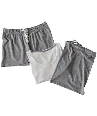 Conjunto de pijama corto para mujer (en una bolsa) | Blanco/Gris Jaspeado