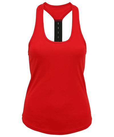 Chaleco de rendimiento con espalda de tiras para mujer TriDri® | Rojo Fuego