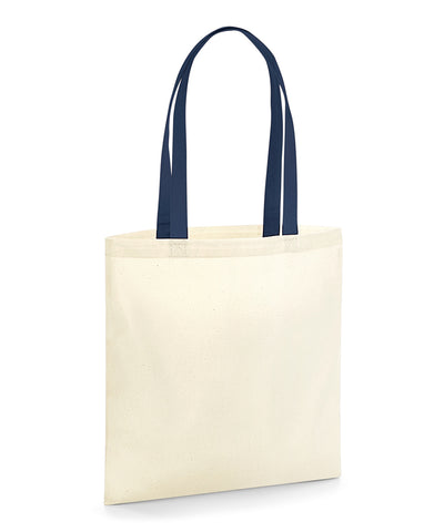 Bolsa ecolgica EarthAware® para la vida - asas de contraste | Natural/Azul Marino Francs